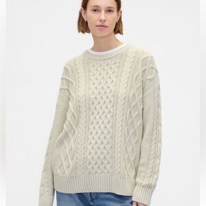 GAP 100% Cotton Women's Ivory Cable Knit Sweater